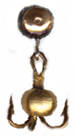 Мормышка вольфрамовая "Дьявол-дробинка с подвесным тройником", медь, 3,0мм