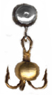 Мормышка вольфрамовая "Дьявол-дробинка с подвесным тройником", серебро, 3,0мм