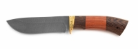 Нож Робинзон с кожаным чехлом (дамаск)