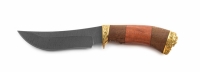 Нож Барс с кожаным чехлом (дамасская сталь с худ. литьём)