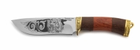 Нож Робинзон с кожаным чехлом (кованная сталь 95х18 с гравировкой)