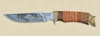 Нож Дельфин с кожаным чехлом (кованная сталь 95х18 с гравировкой)