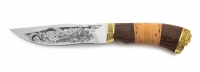 Нож Хищник с кожаным чехлом (кованная сталь 95х18 с гравировкой)