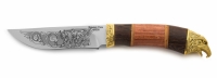 Нож Ястреб с кожаным чехлом (кованная сталь 95х18 с гравировкой)