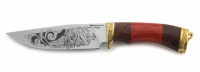 Нож Пума с кожаным чехлом (кованная сталь 95х18 с гравировкой)