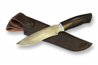 Нож Марал с кожаным чехлом (дамаск)