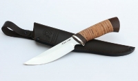 Нож Гриф, немецкая сталь AISI с рисунком, рукоять береста, дюраль