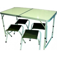 Стол + 4 стула "Taiga" (алюминивые стулья), ткань 1200х600D, в чехле (120х60х55/70 см)